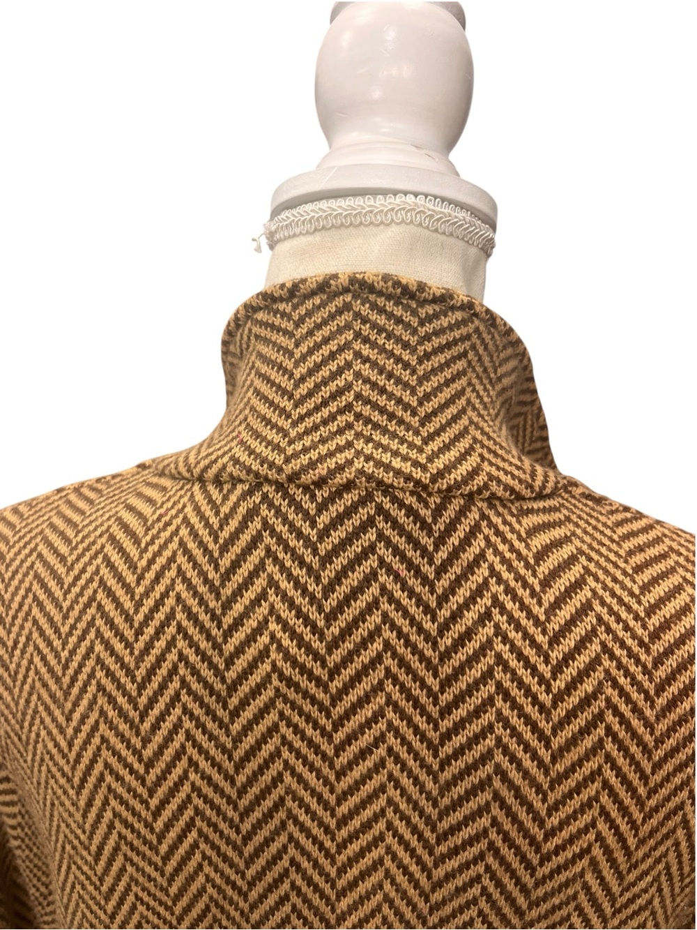 Lauren Ralph Lauren 1X Brown Herringbone Wool Cashmere Long Blazer Jacket - Picture 6 of 14